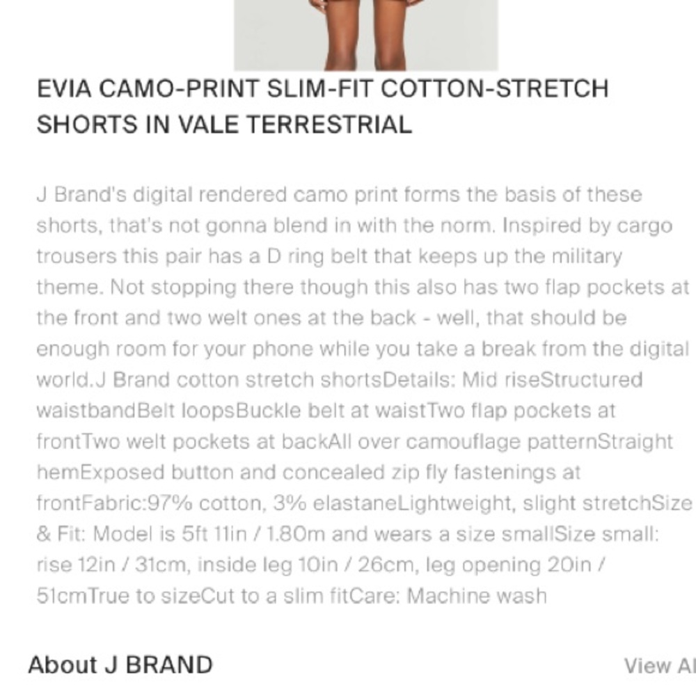 J BRAND**Evia Vale Terrestrial Shorts*Size 26 $228 - Picture 12 of 12